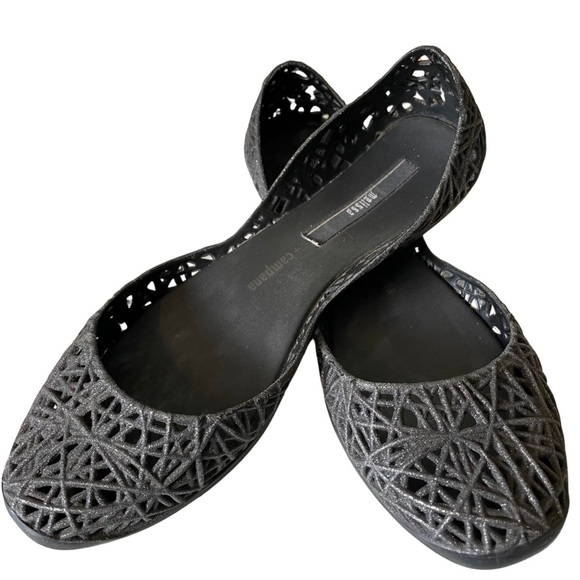 Melissa Campana Zig Zag Jelly Black Sparkle Ballet Flats US 6 - Picture 1 of 6
